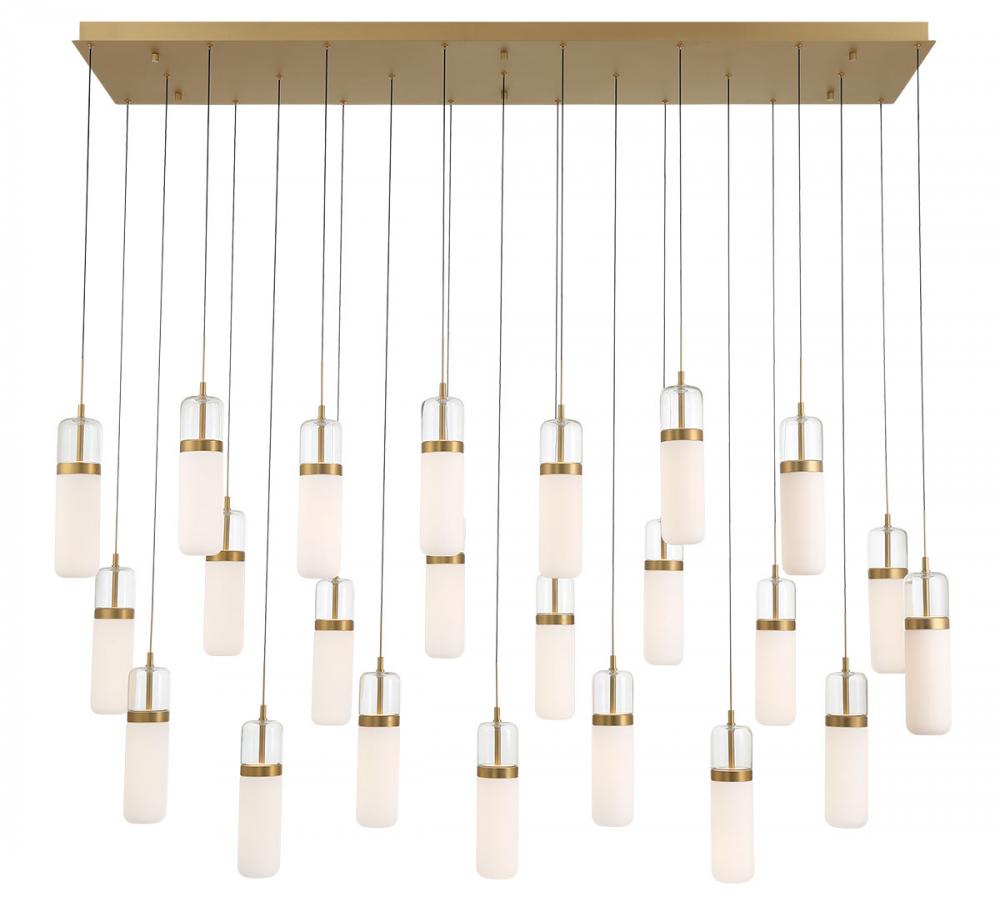 Verona, 23 light Rectangular LED Chandelier, Painted Antique Brass