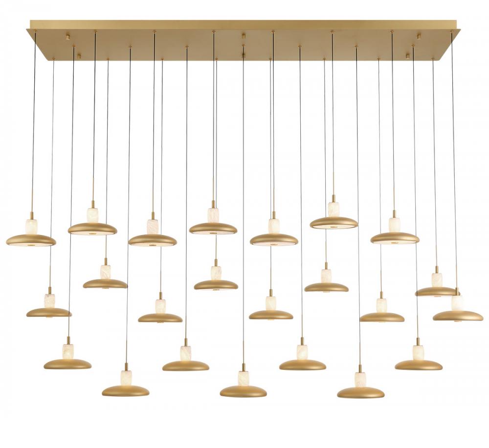 Mantova, 23 Light Rectangular LED Chandelier, Painted Antique Brass