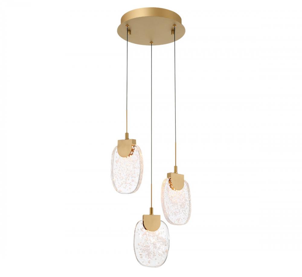 Castelo, 3 Light LED Pendant, Painted Antique Brass