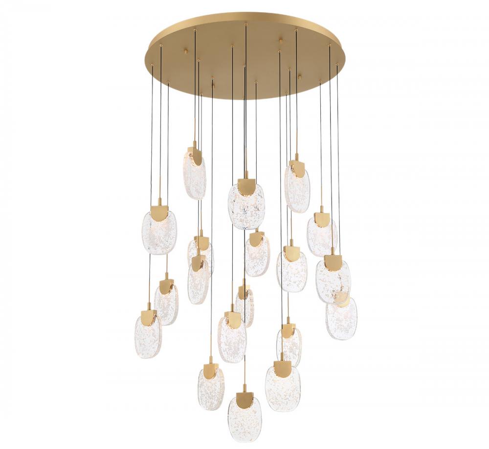 Castelo, 19 Light Round LED Chandelier, Painted Antique Brass