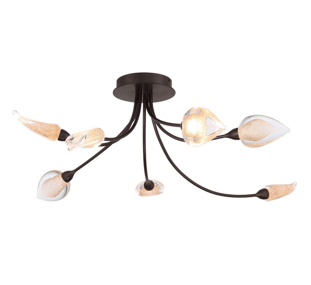 Modena,7 Light LED Ceiling Mount Black With Gold Accent