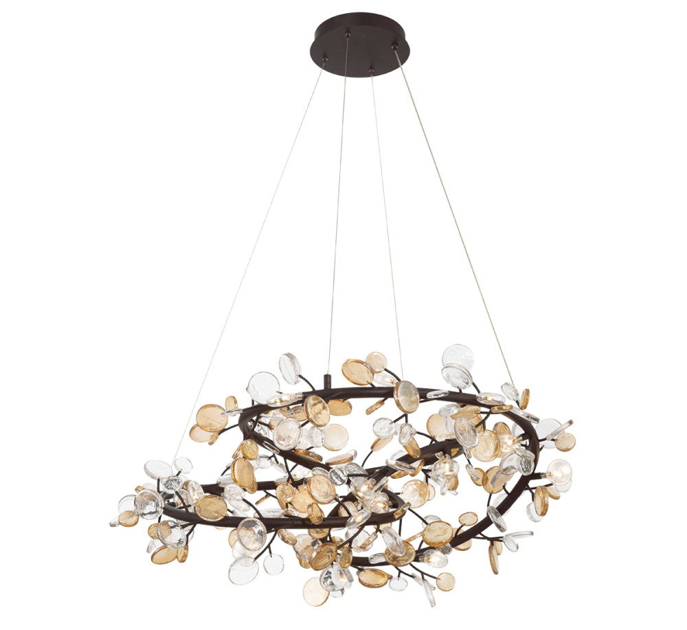 Pisa 26 Light LED Chandelier Black With Gold Accent