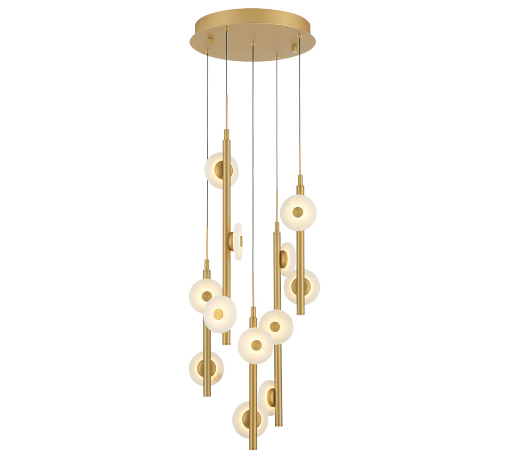 Etna 12 Light Round LED Chandelier Painted Antique Brass
