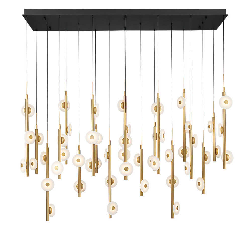 Etna,50 Light Rectangular LED Chandelier Matte Black