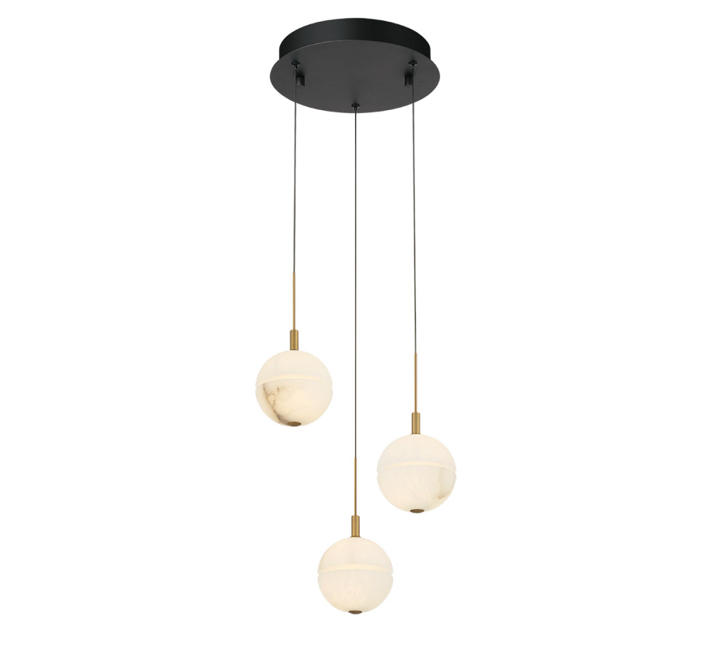 Corfu 3 Light Round LED Pendant Matte Black