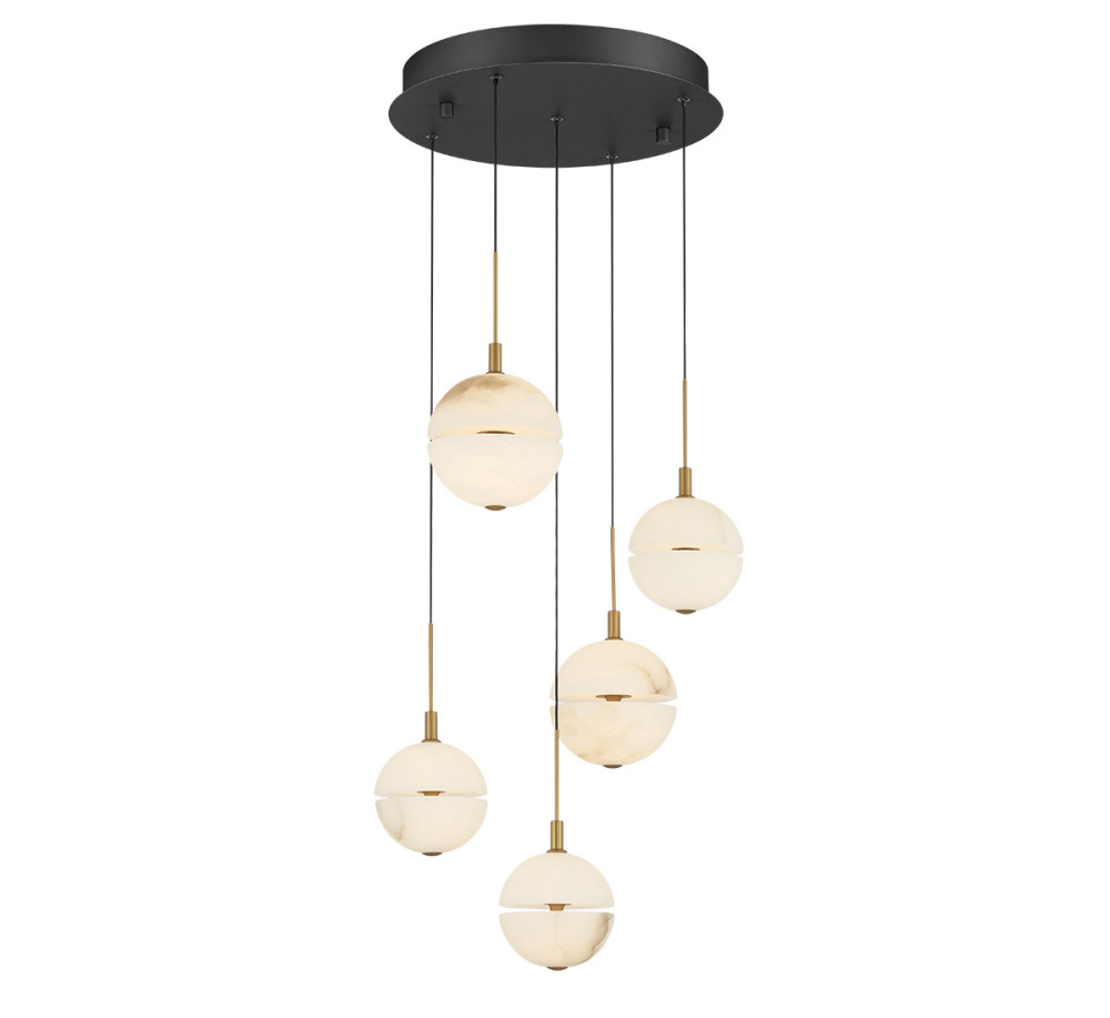 Corfu 5 Light Round LED Chandelier Matte Black