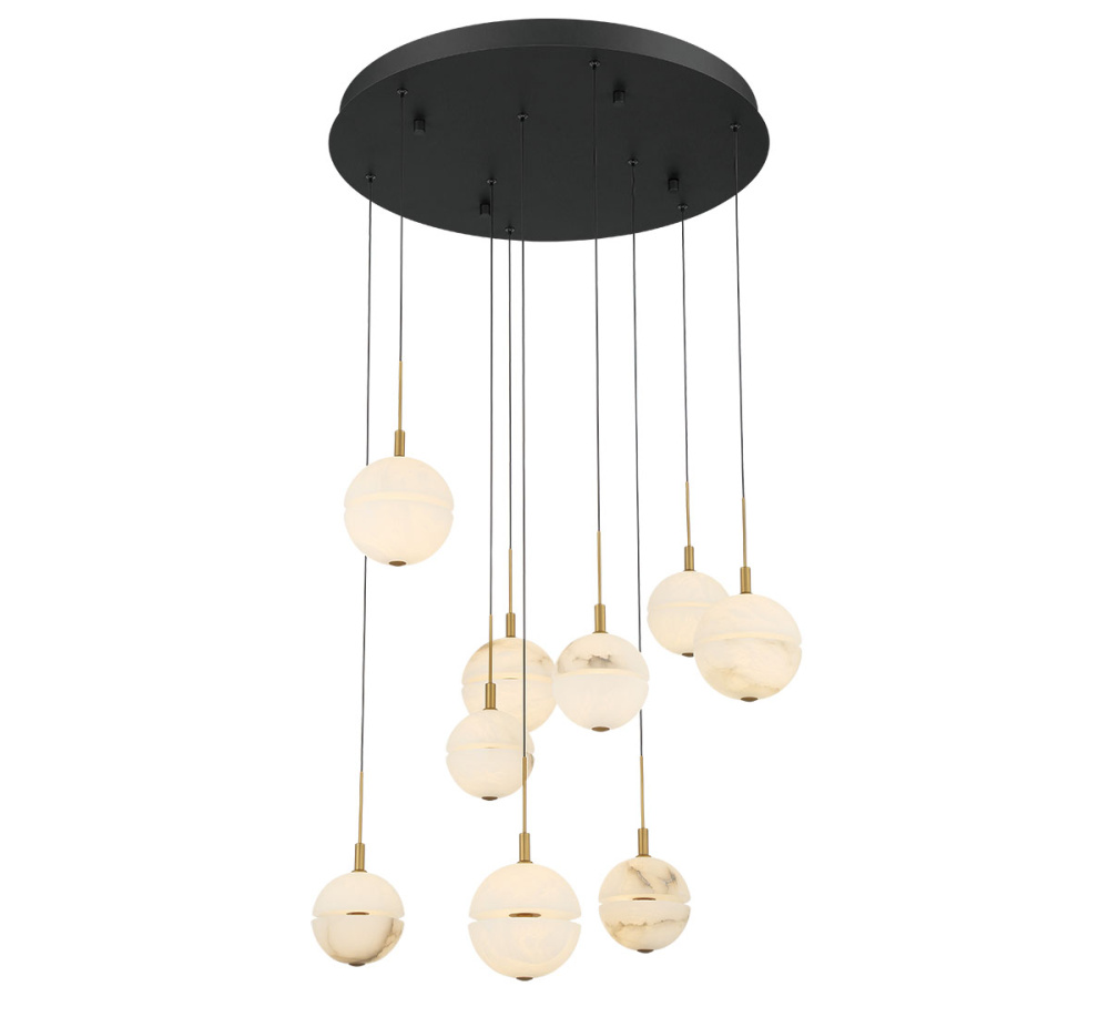 Corfu 9 Light Round LED Chandelier Matte Black