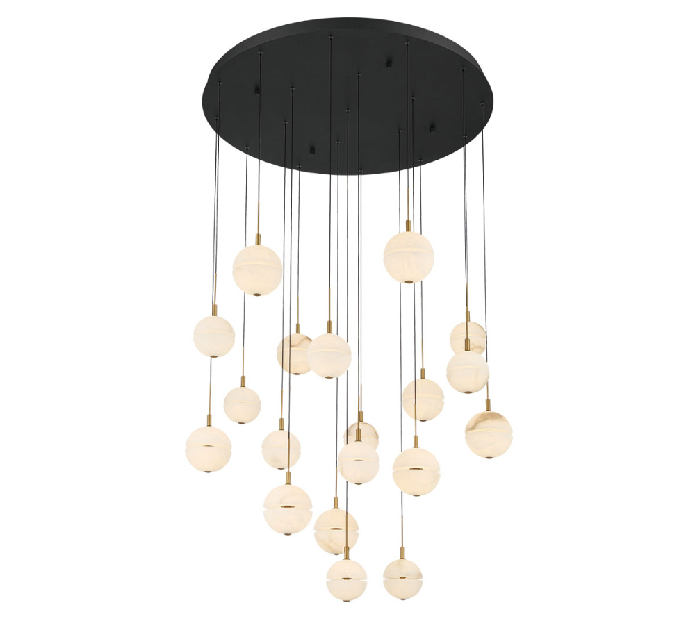 Corfu 19 Light Round LED Chandelier Matte Black