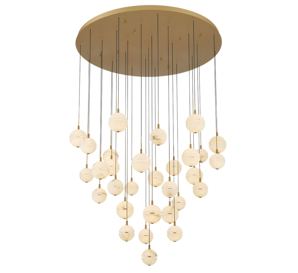 Corfu 31 Light Round LED Chandelier Painted Antique Brass