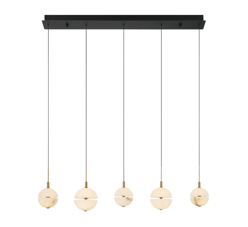 Corfu 5 Light Linear LED Chandelier Matte Black