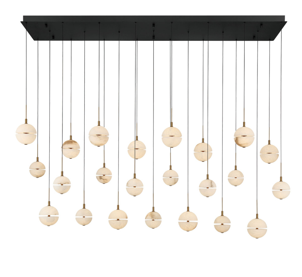 Corfu 23 Light Rectangular LED Chandelier Matte Black