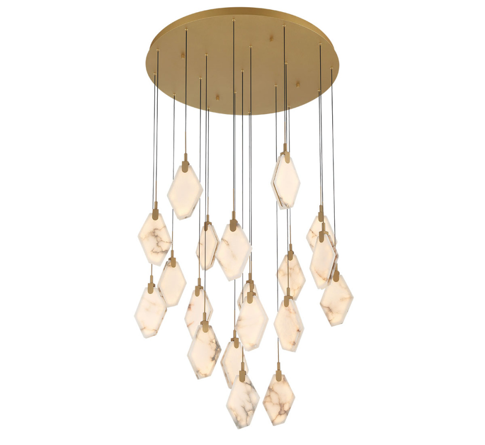 Kosmos 19 Light Round LED Chandelier Painted Antique Brass
