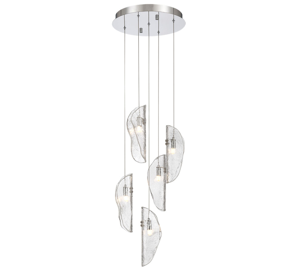 Sorrento 5 Light Round LED Chandelier Clear Chrome Canopy
