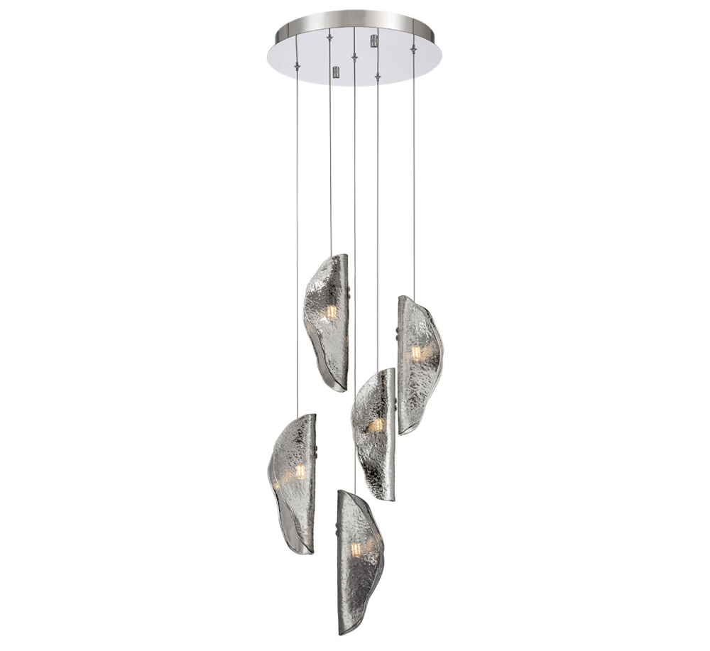 Sorrento 5 Light Round LED Chandelier Smoke Chrome Canopy