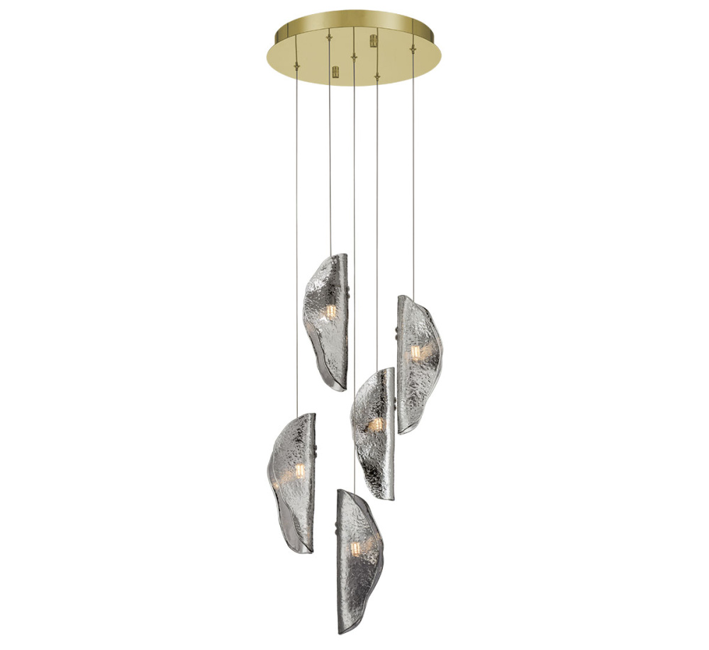 Sorrento 5 Light Round LED Chandelier Smoke Gold Canopy