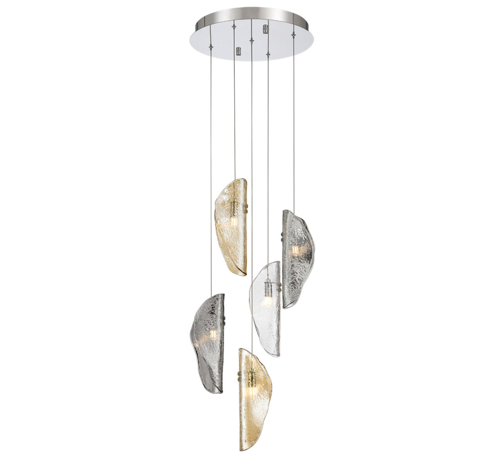 Sorrento 5 Light Round LED Chandelier Mixed Chrome Canopy