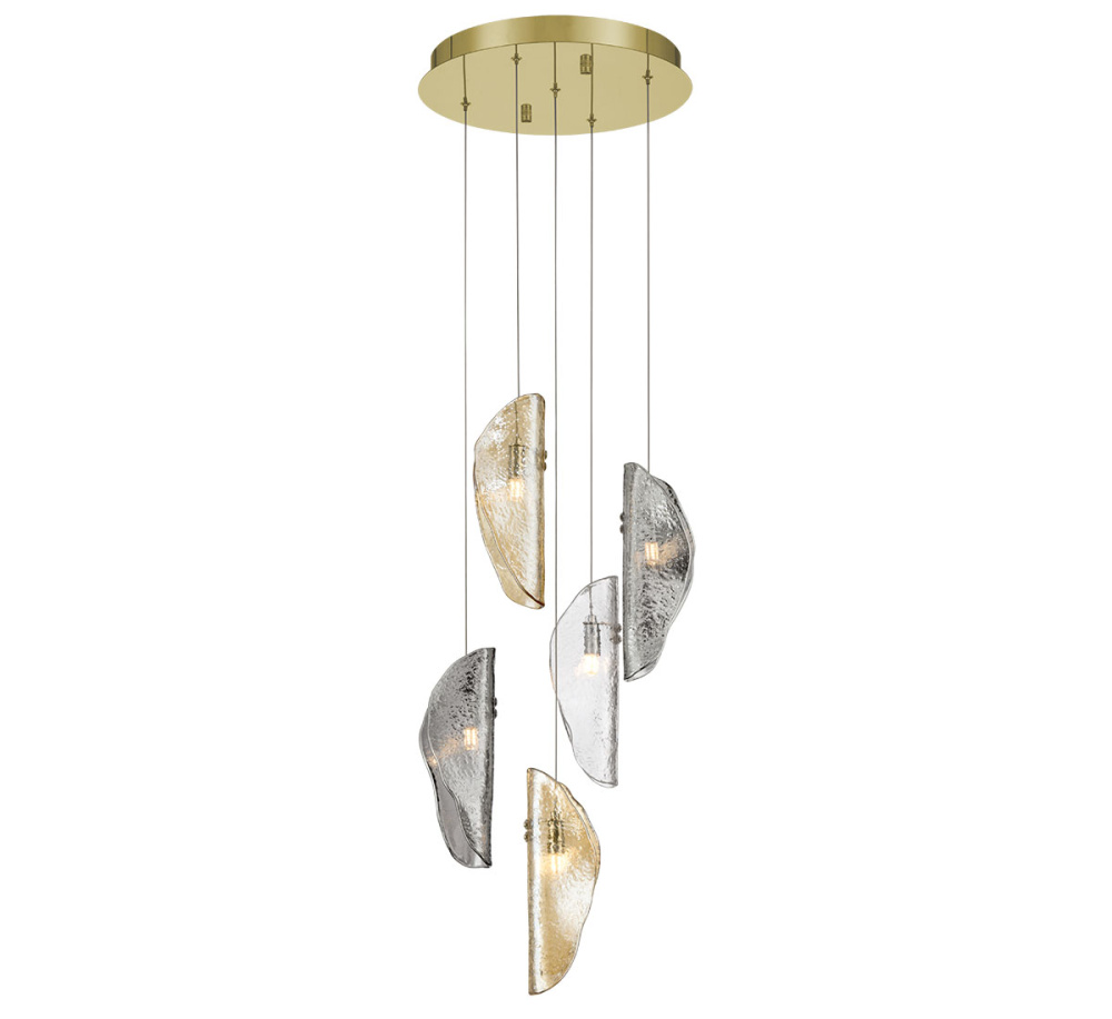 Sorrento 5 Light Round LED Chandelier Mixed Gold Canopy