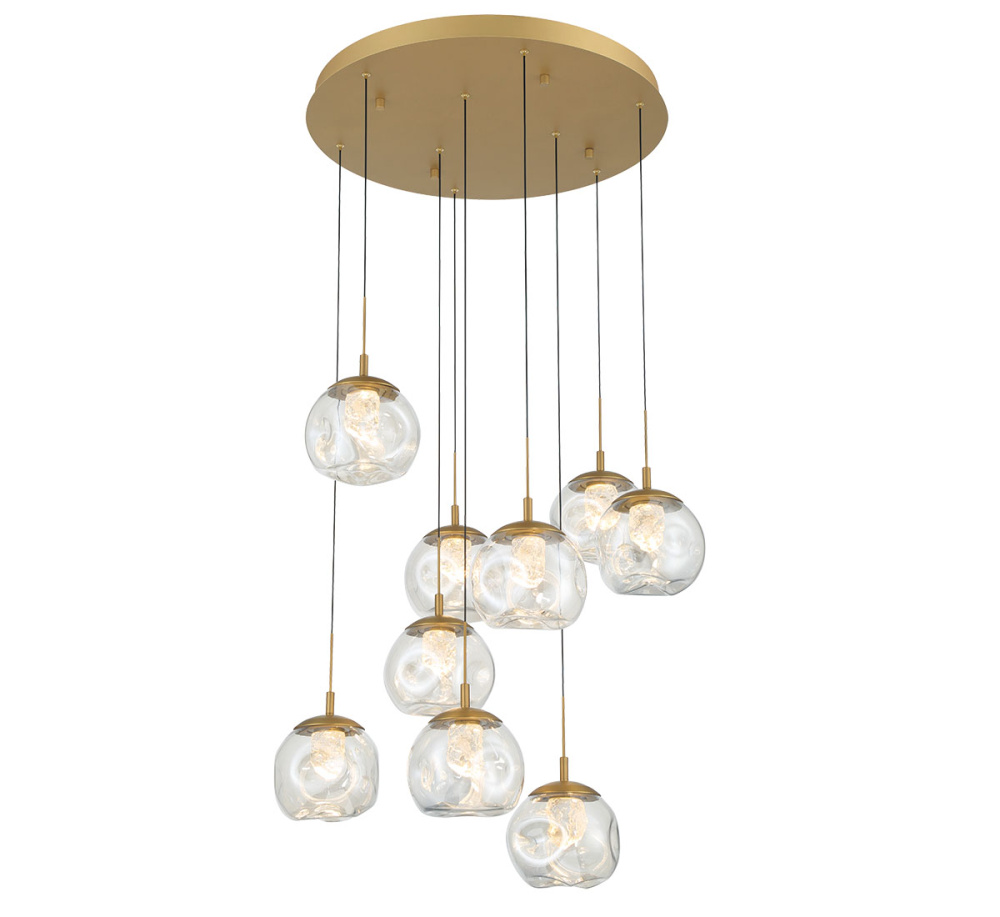 Camerino 9 Light Round LED Chandelier Painted Antique Brass