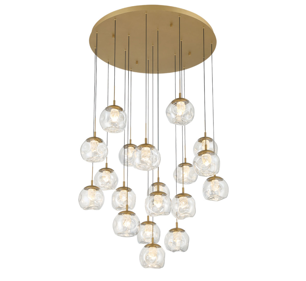 Camerino 19 Light Round LED Chandelier Painted Antique Brass