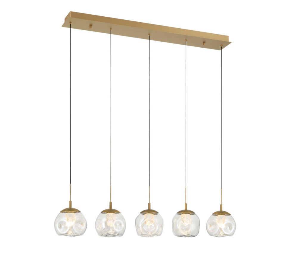 Camerino 5 Light Linear LED Chandelier Painted Antique Brass