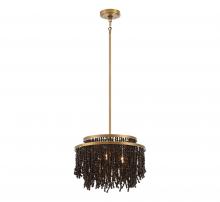 Lib & Co. US 10180-026 - Molfetta, 3 Light Convertible Flushmount / Pendant, Antique Brass with Black Beads