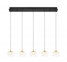 Lib & Co. US 10217-02 - Manarola, 5 Light Linear LED Chandelier, Matte Black