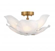 Lib & Co. US 12205-039 - Corato, 6 Light Flushmount / Pendant, Brushed Brass with White Translucent