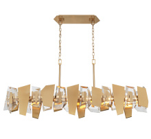 Lib & Co. US 12214-037 - Castellana 6 Light Linear Chandelier Brushed Brass Clear Crystal