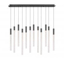 Lib & Co. US 12275-048 - Gravina , 12 Light Rectangular LED Chandelier, Brushed Gun Metal, Clear Crystal