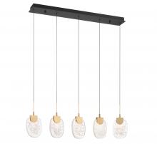 Lib & Co. US 12292-02 - Castelo, 5 Light Linear LED Chandelier, Matte Black