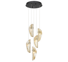 Lib & Co. US 12407-018-02 - Sorrento 5 Light Round LED Chandelier Amber Black Canopy