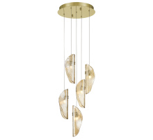 Lib & Co. US 12407-018-07 - Sorrento 5 Light Round LED Chandelier Amber Gold Canopy