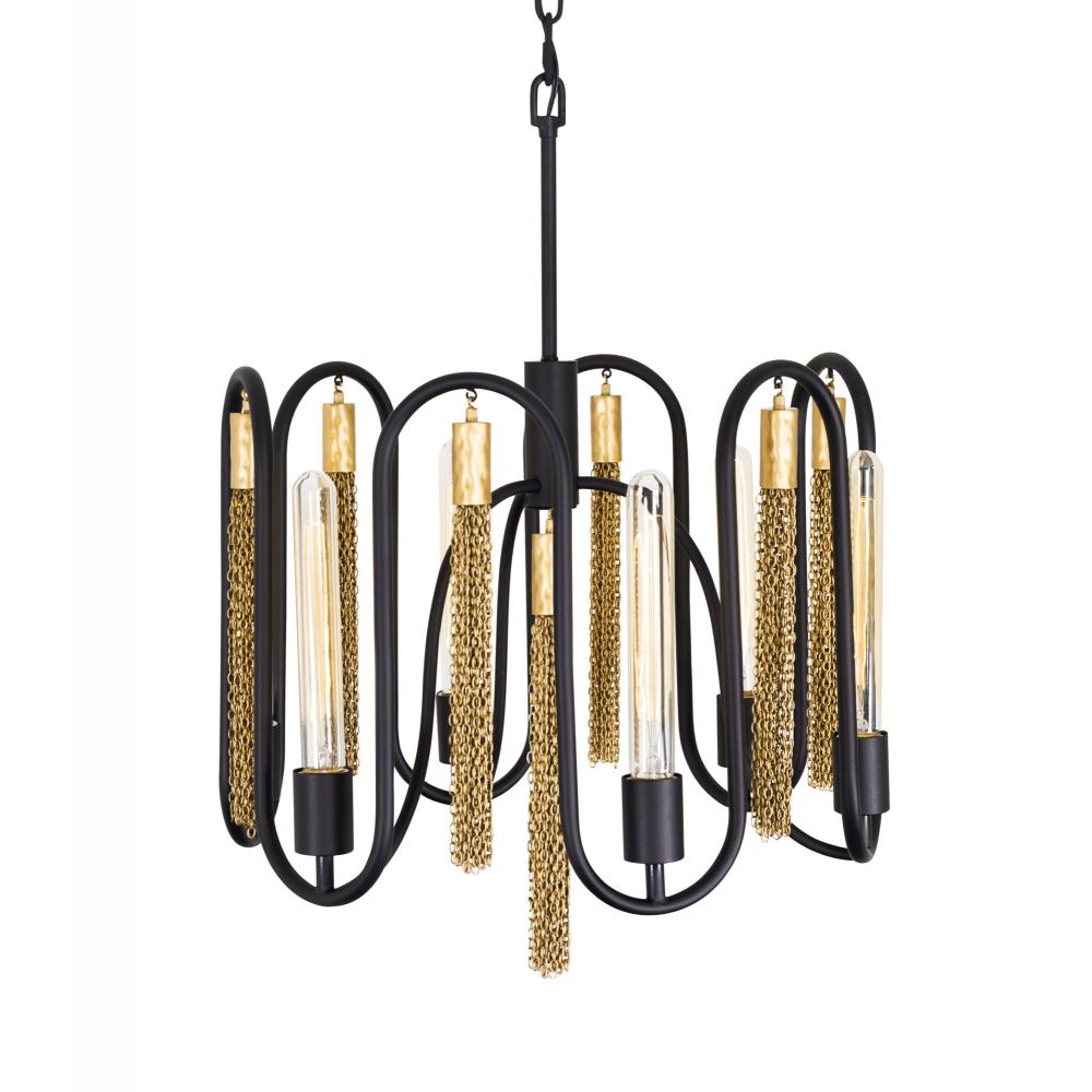 Darden 6-Lt Pendant - Matte Black/Antique Gold