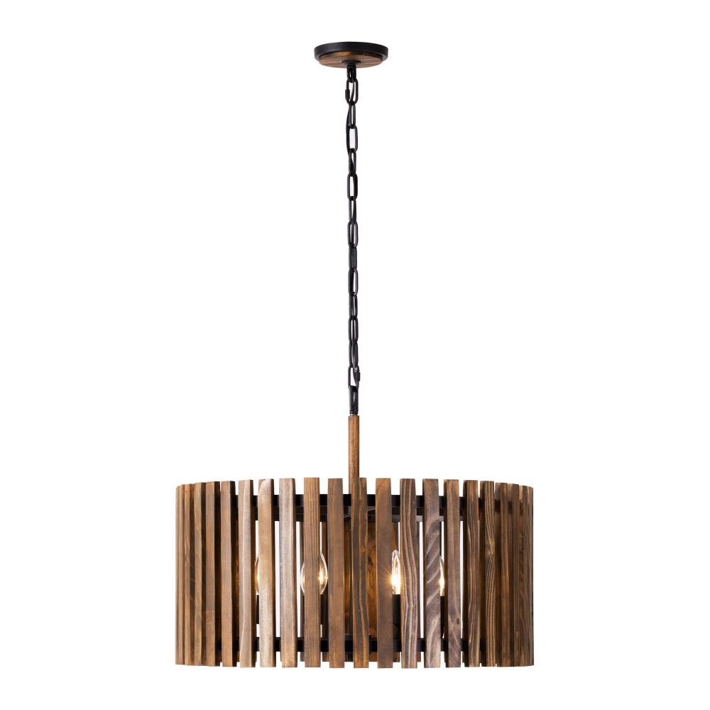 Suratto 6-Lt Pendant - Matte Black/Medium Walnut