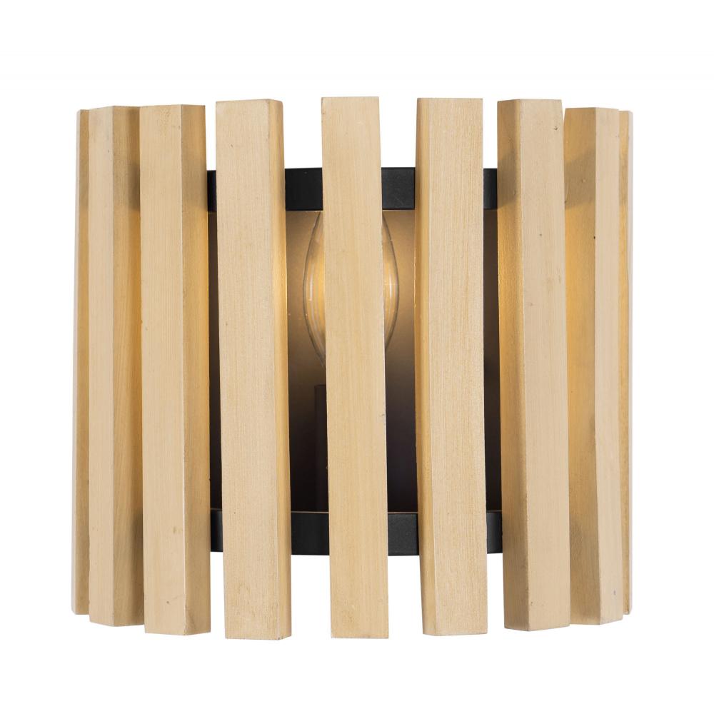 Suratto 1-Lt Sconce - Matte Black/Honey Blonde