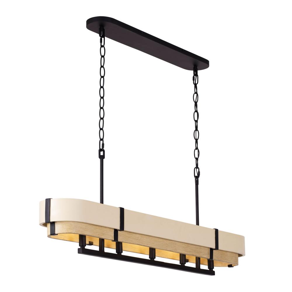 Blonde Moment 5-Lt Linear Pendant - Matte Black/Honey/Medium Oak