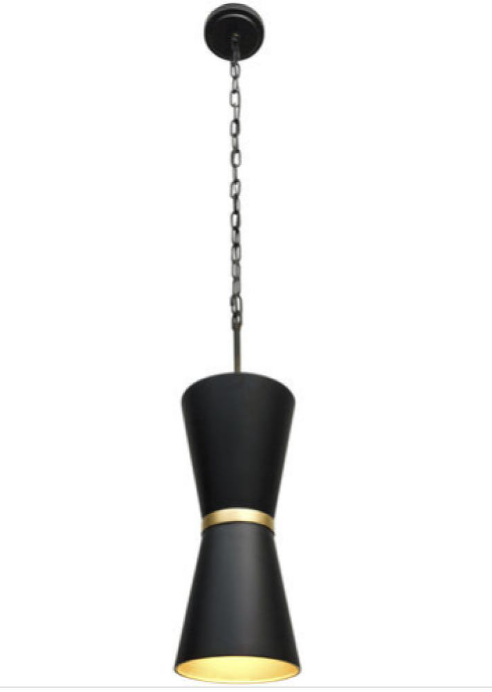Mad Hatter 2-Lt Pendant - Matte Black/French Gold