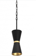 Varaluz 390M01MBFG - Mad Hatter 1-Lt   Mini Pendant - Matte Black/French Gold