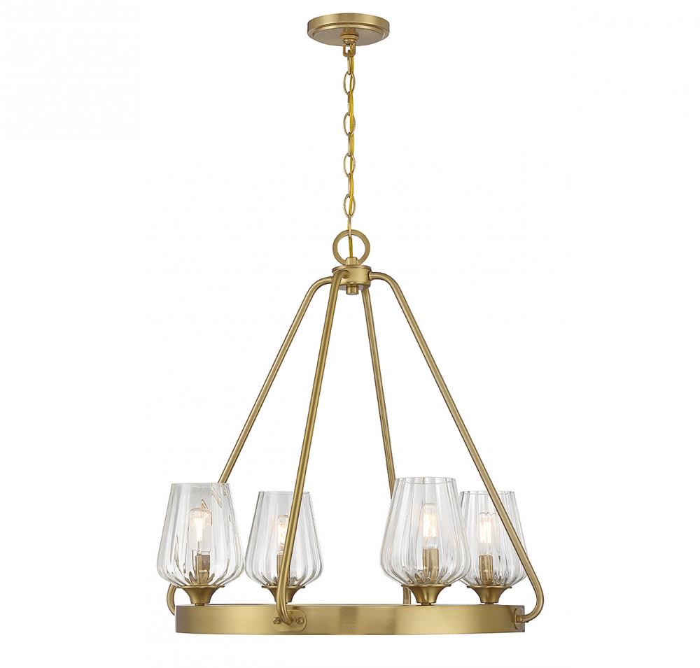 Carlton 4-Light Chandelier in Warm Brass