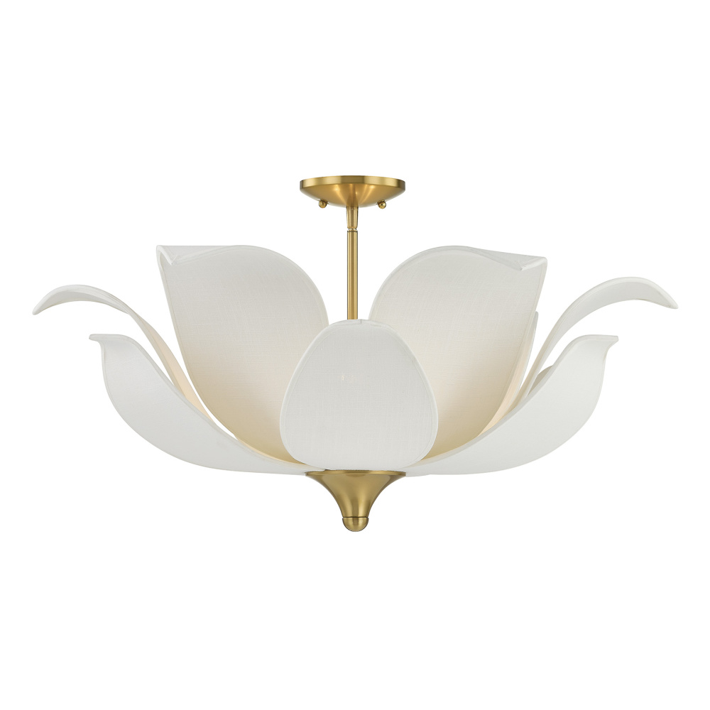 Elsie 6-Light Convertible Semi-Flush or Pendant in Warm Brass by Breegan Jane