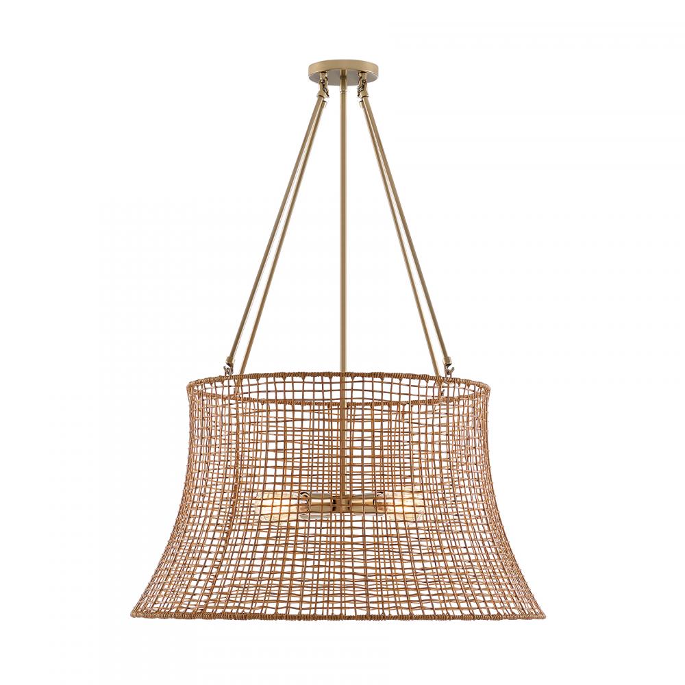 Longleaf 4-Light Outdoor Chandelier in Burnished Brass