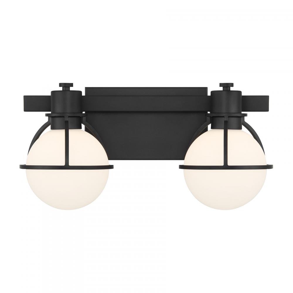 Pierce 2-Light Bathroom Vanity Light in Matte Black