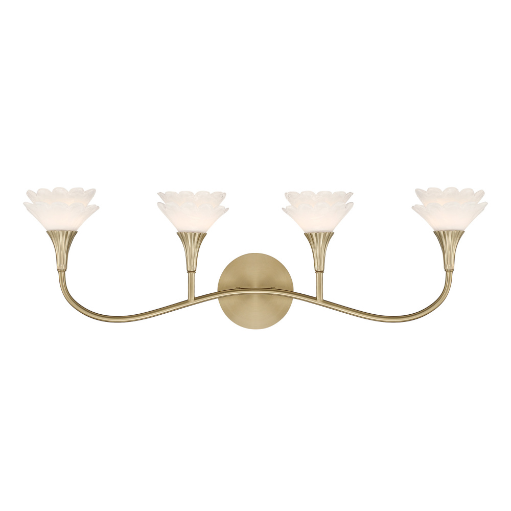 Florena 4-Light Bathroom Vanity Light in Noble Brass by Breegan Jane