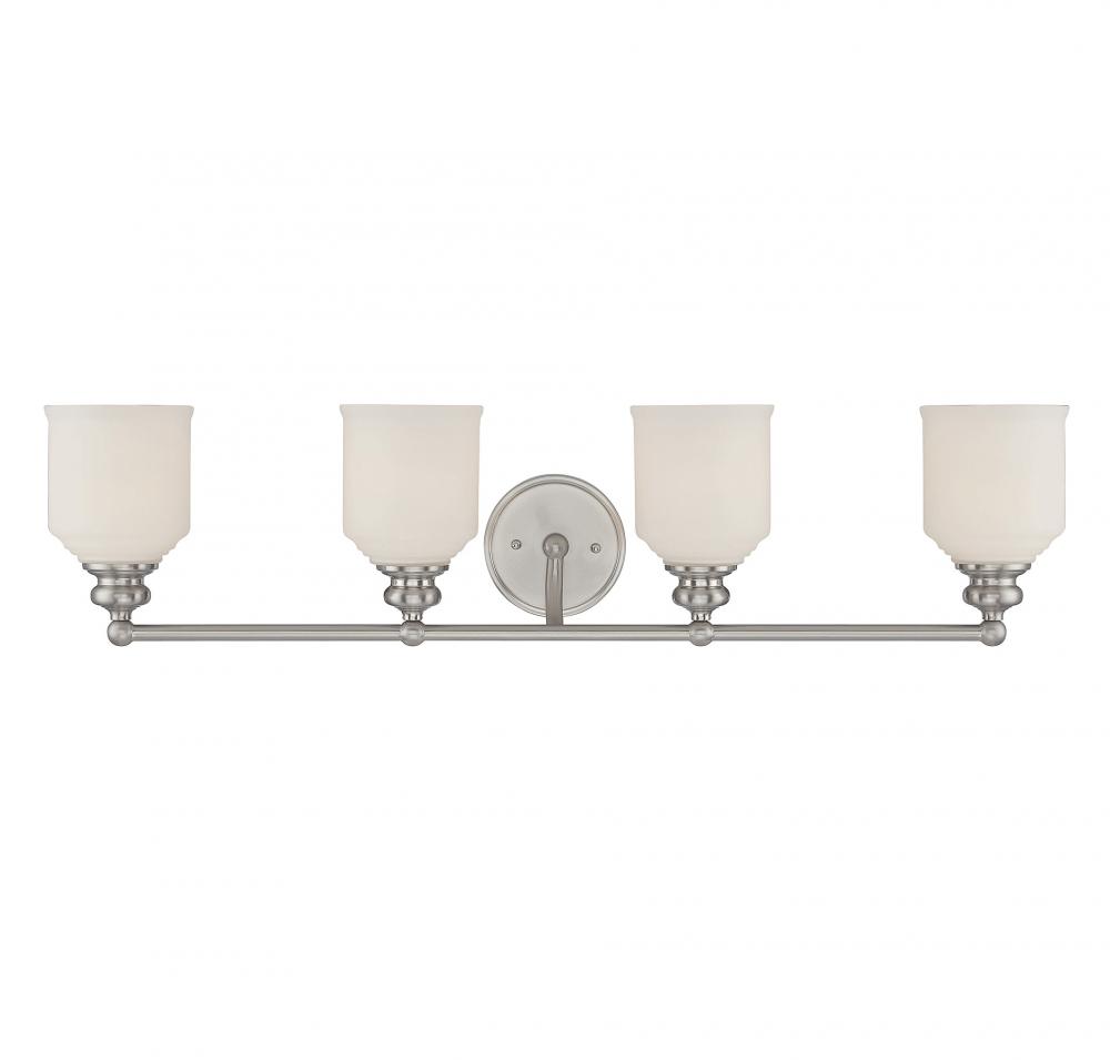 Melrose 4-Light Bathroom Vanity Light in Satin Nickel