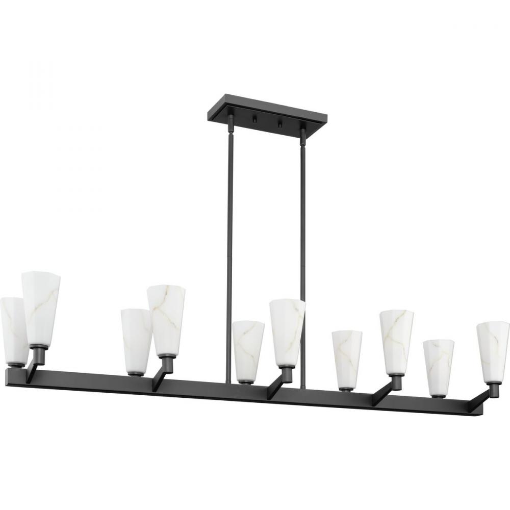 Tosca Collection Ten-Light Matte Black Modern Luxe Linear Chandelier