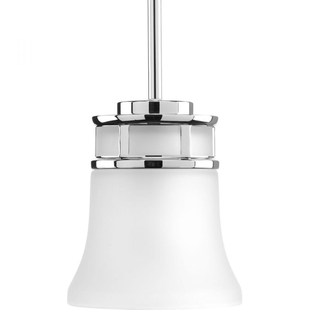 Cascadia Collection One-Light Polished Chrome Etched Glass Coastal Mini-Pendant Light