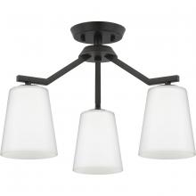 Progress P400342-31M - Vertex Collection Three-Light Matte Black Etched White Contemporary Convertible Chandelier