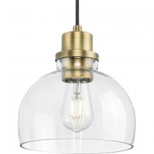 Progress P500405-163 - Garris Collection One-Light Vintage Brass Clear Glass Transitional Mini-Pendant