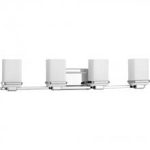 Progress P2196-15 - Metric Collection Four-Light Polished Chrome Etched White Glass Glass Coastal Bath Vanity Light