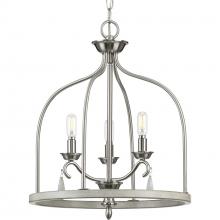 Progress P500296-009 - Vinings Collection Three-Light Brushed Nickel and Grey Washed Oak Foyer Pendant Light